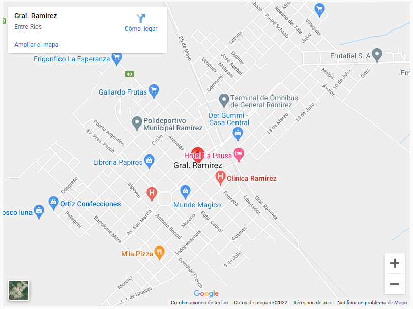 Ubicación General Ramirez en Google Maps