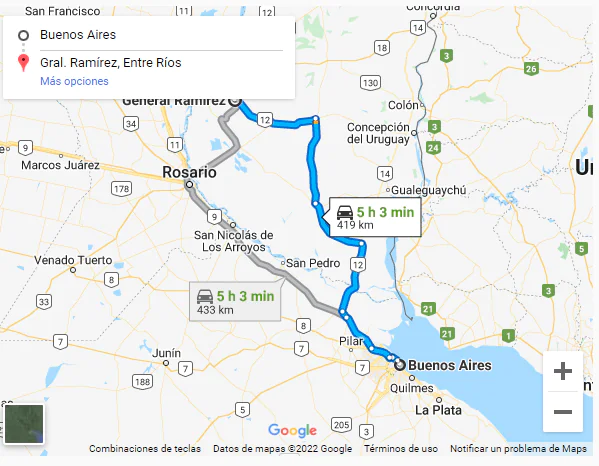 Mapa accesos desde Buenos Aires