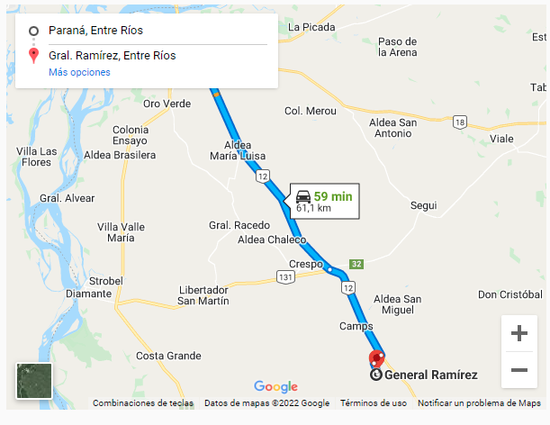 Mapa accesos desde Paraná